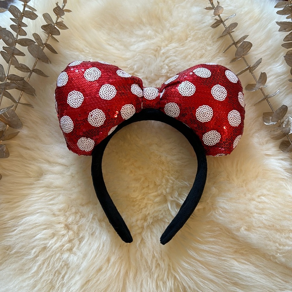 ✨ NWOT Minnie Mouse inspired Bow white Polka Dot  Ears Bow Headband Accessory
